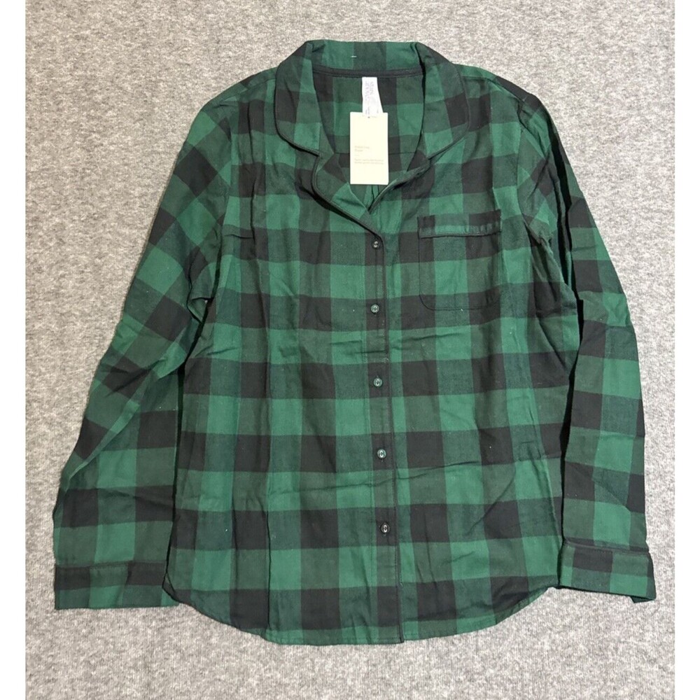 Stars Above Target Women's Sleepwear Long Sleeve Plaid Green Medium